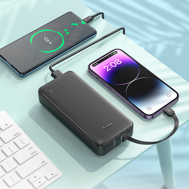 Зовнішній акумулятор (Power Bank) Hoco J118A кабели (iPhone/ Type-C) (20000 mAh)